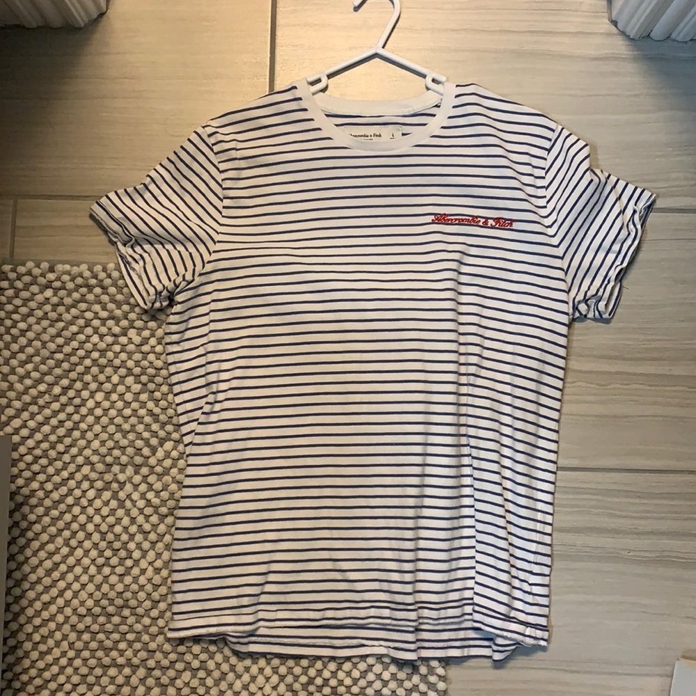 Blue and white striped Abercrombie and Fitch shirt